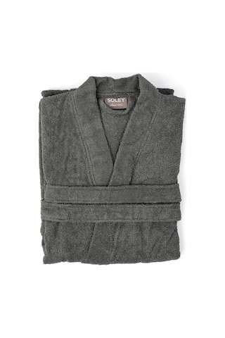 Soley HV.KIMONO.01 %100 Pamuklu Kimono Bornoz Antrasit