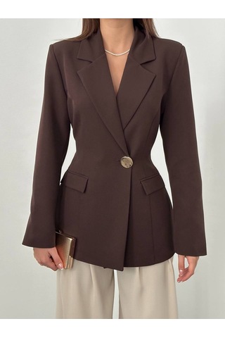 Hopıan Kadın Kahverengi Oturtmalı Blazer Ceket
