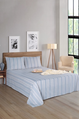 Sport Çizgili Çarşaf + Yastık Kılıfı Seti Çift Kişilik Soft Line Gri Gri