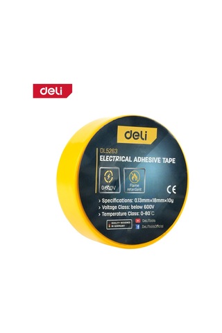 Delı Elektrik Yalıtım Bandı 0.13mm 18mm 10m Sarı İzolasyon Bandı