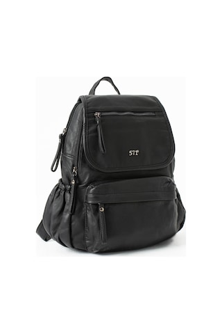 571 Collections Yıkanmış Deri Sırt Çantası Siyah Model: 571-14-11m
