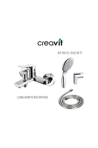 Creavit Luna LN2500 Banyo Bataryası + 3F SH150 Mafsallı El Duş Seti Krom