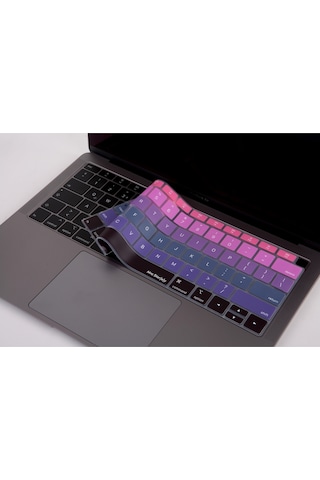 Apple Uyumlu MacBook Air 13inç Klavye Koruyucu Ombre Us-abd İngilizce Touchıd'li A1932 Modeli İle Uyumlu Pembe Mavi