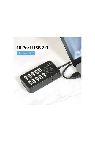 Samdoo 10 Port Usb 2.0 Hızlı Veri Aktarım Hub'ı - Hızlı Bağlanma, Taşınabilir, Siyah Dönüştürücü