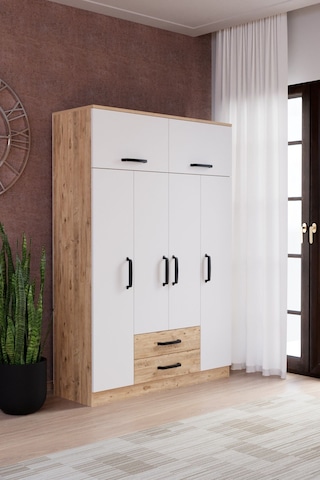 Tema 6 Kapak 2 Çekmeceli Gardırop Atlantik Çam Beyaz