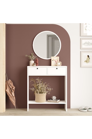 Robin Home Queen Aynalı 2 Kapaklı Dresuar Beyaz