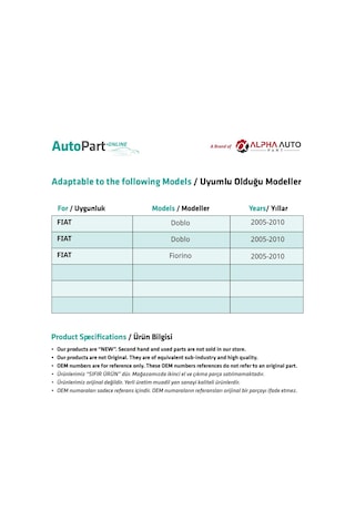 Fiat Doblo 3,doblo 4,fiorino İçin Vites Alt Çanağı