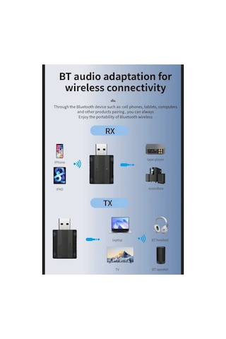 W15 Bluetooth 5.3 Aux Adaptör Usb Dongle 2'si 1 Arada Araç Ses Verici Alıcı