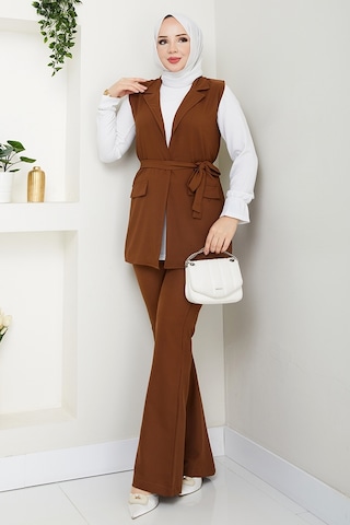 Niyar Yelek Pantolon İkili Takım 1530 - Acı Kahve Acı Kahverengi