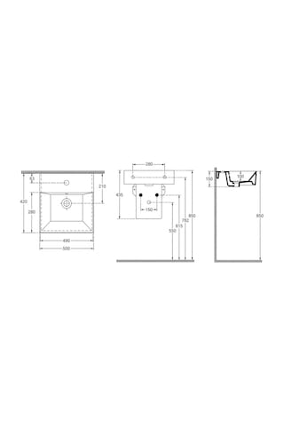 Isvea Sistema Z Kare Lavabo 50 X 42 Cm + Yarım Ayak Seti Batarya Delikli Beyaz Isv.36.08.03.01
