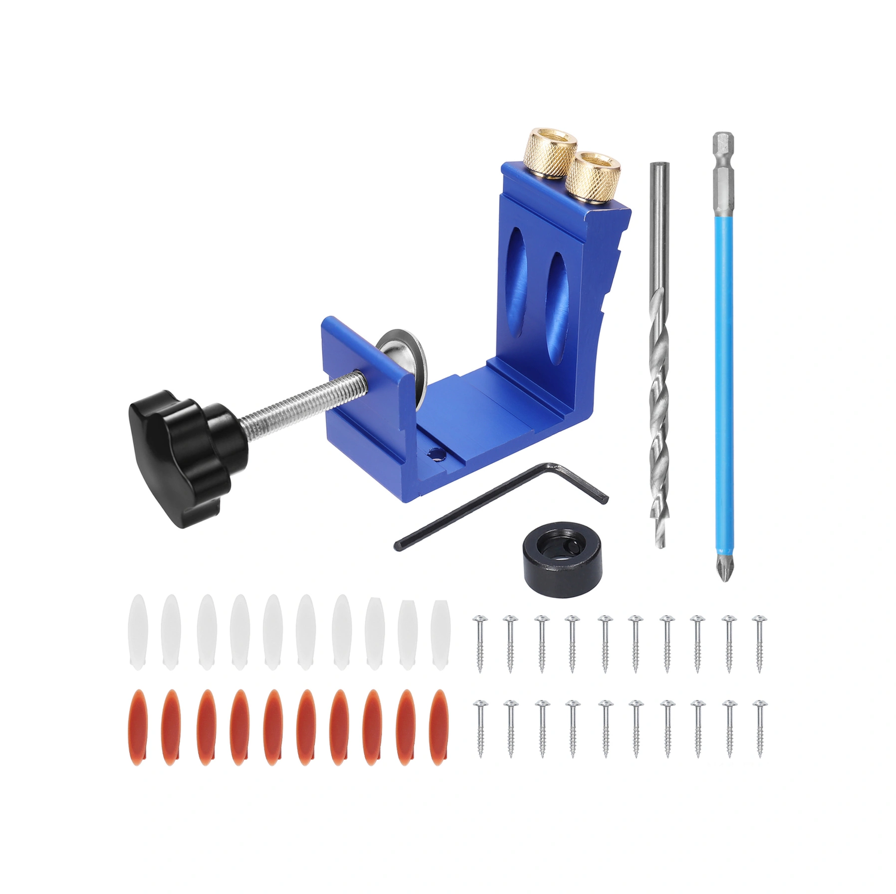 Folinda Ahşap İşçiliği İçin 15 Eğik Delik Konumlandırıcı - Ahşap Ürünlerde Sabit Konumlandırma Ve Delme Aracı Mavi