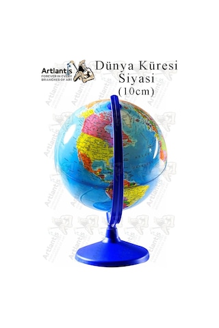 Dünya Küresi Mavi 10 Cm Siyasi 1 Paket Masaüstü Coğrafya Dünya Küresi Sınıf Eğitim Kalemtraşlı Dekor