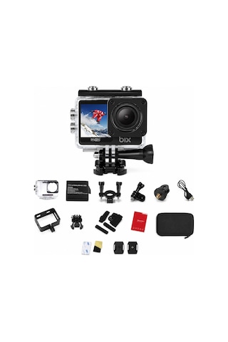Bix Nexa 1 Wi-fi 5k 30fps Aksiyon Kamerası 50 Mp Çift Ekran Geniş Açılı Ve Eıs Özellikli 30m Su Geçirmez Bisiklet Motosiklet Vlog Kamerası Siyah