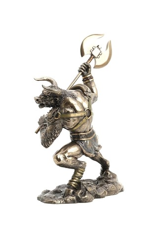 Yarı İnsan Yarı Boğa Mitolojik Canavar Minotor Heykel Biblo Dekor