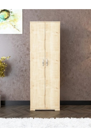 Boreas Design Hazar Çok Amaçlı Dolap Çift Kapaklı 6 Raflı Banyo Dolabı Mutfak Kiler Erzak Dolabı Kahverengi