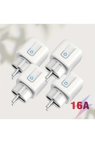 Motion003 4 Adet Akıllı Priz Tuya Wifi 16a Avrupa Standart Fiş Uzaktan Kumanda Alexa Google Home Uyumlu Sku 16a 4 Adet