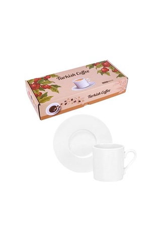 Sublimasyon Porselen Beyaz Kahve Fincanı 6 'lı Set - İthal