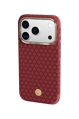 Apple iPhone Uyumlu 18 Pro Kılıf M-safe Özellikli Benks Armorpro Armoredge X9 Serisi Kevlar Karbon Kapak Kırmızı