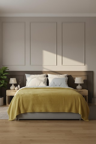 Pufina Tek Kişilik Tavşan Tüyü Dokulu Peluş Battaniye & Yatak Örtüsü 150x220 Safran