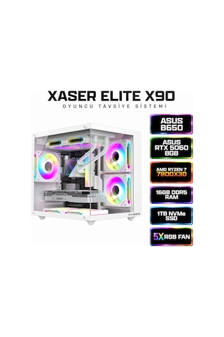 Xaser Elite X90 R7-7800X3D 16 GB 1 TB SSD 8 GB RTX5060 Masaüstü Oyuncu Bilgisayarı