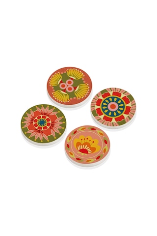 The Mia Fiore Taş Bardak Altlığı Yuvarlak 4lü Set