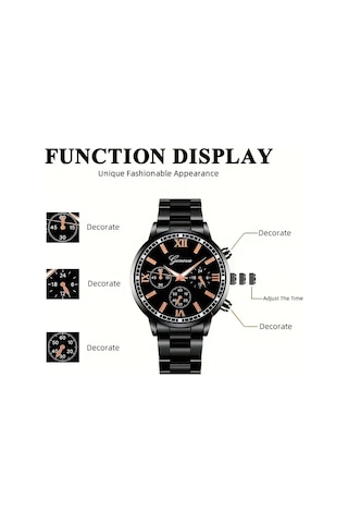 Fm Geneva Gold Renk Çelik Kordonlu Erkek Kol Saati Gold