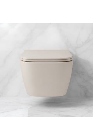 Turavit Luna Kanalsız Mat Cappucino Asma Klozet Ln5610c, Luna Mat Cappucino Duroplast Yavaş Kapak Bej