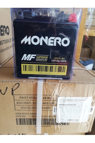 Monero 12v 5 Ah 12n5l-bs Motosiklet Aküsü. Cup Aküsü