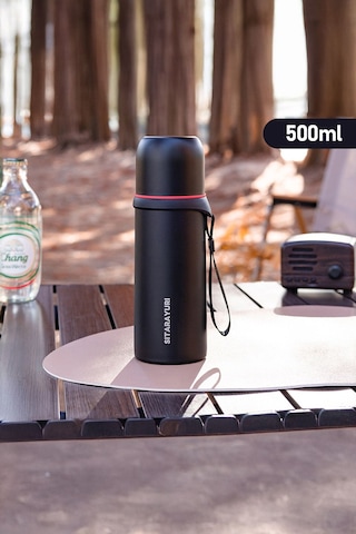 Vakumlu Paslanmaz Çelik Isı Yalıtımlı Termos Kupa 500 Ml - Siyah Siyah