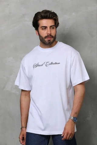 Modi Erkek Baskılı T-shirt Kısa Kol Bisiklet Yaka Regular Fit Rahat Kalıp Günlük Tişört - Beyaz - Mymg185504