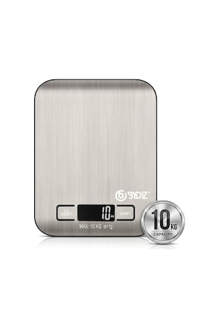 Bydiz Dijital Mutfak Terazisi 10 Kg 1 Gr Hassas Mutfak Tartısı Paslanmaz Çelik Yüzey + Pil Hediyeli BY-005