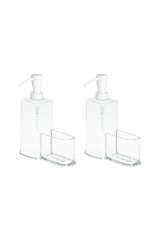 Süngerlikli Beyaz Sıvı Sabunluk 2 Adet 15x7x20cm 470ml