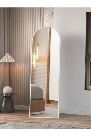 Dekoratif Boy Aynası 160cmx80cm Beyaz Çerçeve Beyaz