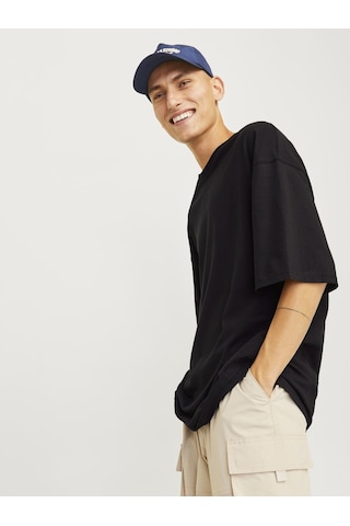 Jack & Jones Erkek Bisiklet Yaka Düz Renk Tişört - Charge - 12259975 Black
