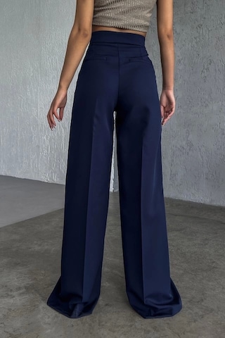 Defymoda Üç Düğme Detayli Palazzo Pantolon Lacivert
