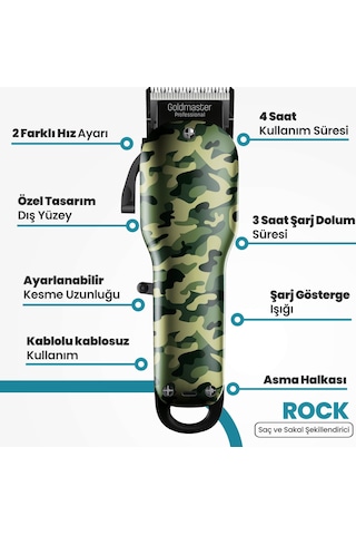 Goldmaster Army GM-8181 Şarjlı Saç Ve Sakal Şekillendirme Makinesi