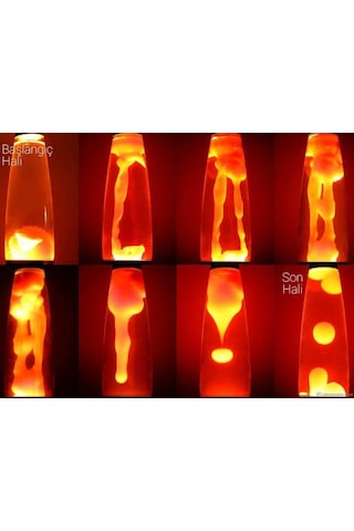 Dekoratif Ev Hediyesi Turuncu Büyük Boy 41 cm Lav Lambası Gece Lambası Lava Lamp Turuncu