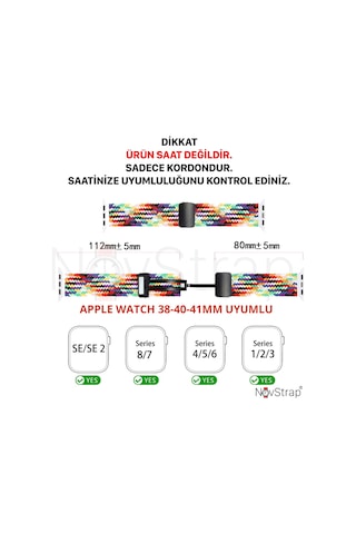 Novstrap Apple Uyumlu Watch Se 40 MM İle Kordon Magnet Tokalı Flexible Elastik Örgü Kayış