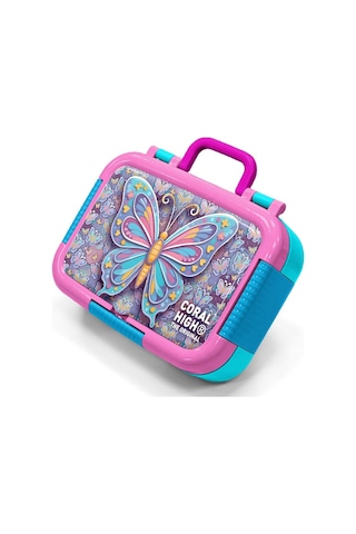 Coral High Pastel Renkli Kelebek Desenli Kız Çocuk Paslanmaz Çelik Beslenme/yemek Kabı - 39106 Gri - Pembe