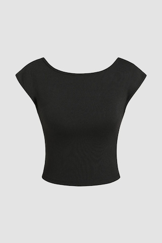 Hiccup Sırtı Açık Crop Top Siyah