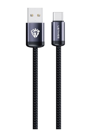 Lenyes Lc537 Usb-a To Type-c Örgü Tasarımlı Hızlı Şarj Özellikli Data Ve Şarj Kablosu 10w 1m Siyah Siyah