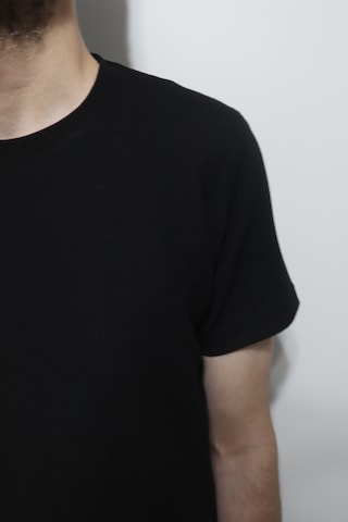 Santa Dmctekstil Erkek Tshrt-1111 Düz Spor Kesim Rahat Kalıp Bisiklet Yaka T-shirt Siyah
