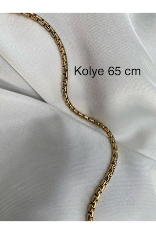 Gold Renk 1.sınıf Örme Çelik Erkek&kadın Kolye Ve Bileklik Seti Altın