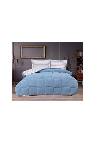 Çift Kişilik Uyku Seti Sherpa Comforter Bebek Mavisi Bebek Mavisi