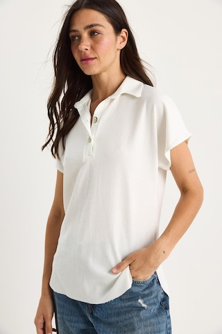 Shade Kadın Polo Yaka Oval Etek Uçlu Rahat T-shirt 4070 60283402 - Beyaz
