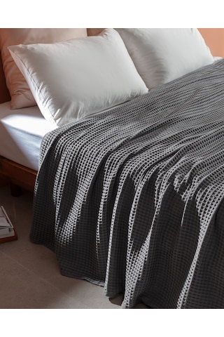 Madame Coco Avril Pamuklu Çift Kişilik Pamuklu Ecocell Lüks Pike - Antrasit Gri