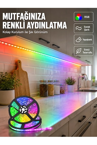 Kumandalı 5 Metre Şerit Led Dekoratif Aydınlatma Renkli 11707678