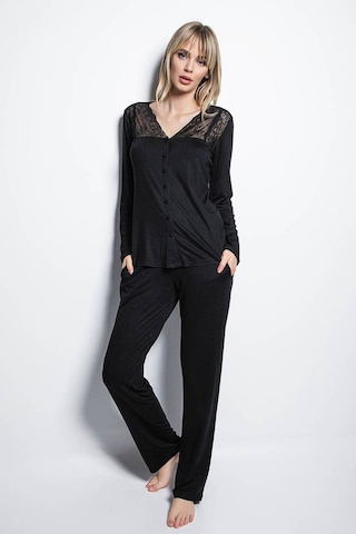 Monamise 18426 Uzun Kollu Pijama Takım - Siyah Siyah