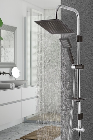 Siyah Krom Square Tepe Duş Seti