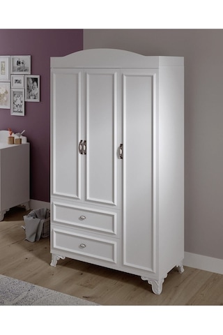 Baby Darling Lisa 3 Kapaklı Dolap Beyaz %100 Mdf Beyaz